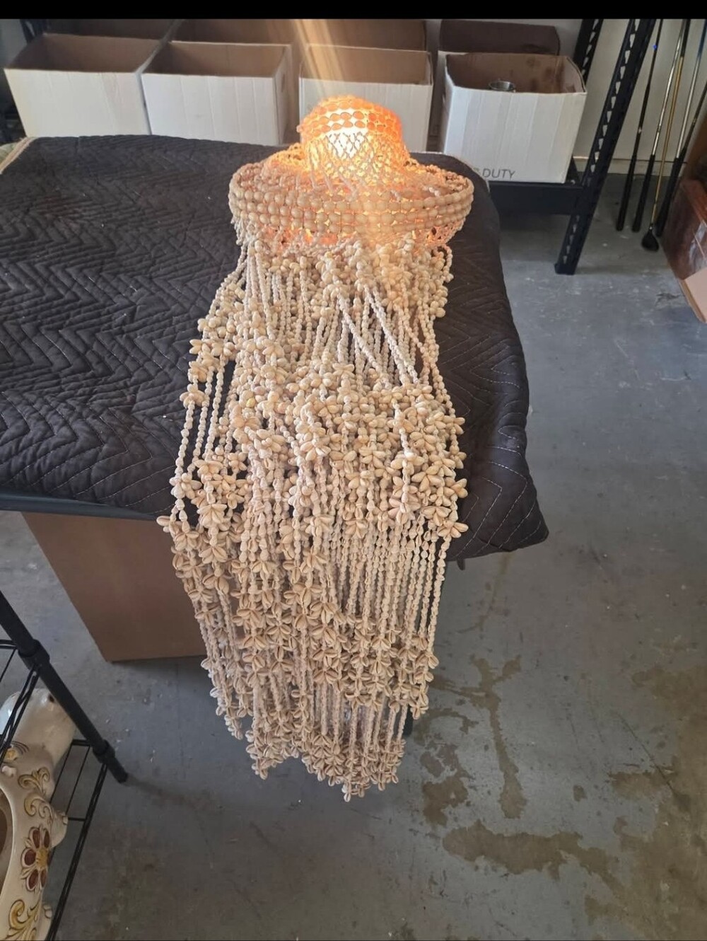 Handmade Shell Beaded Pendant Light - Natural Cream